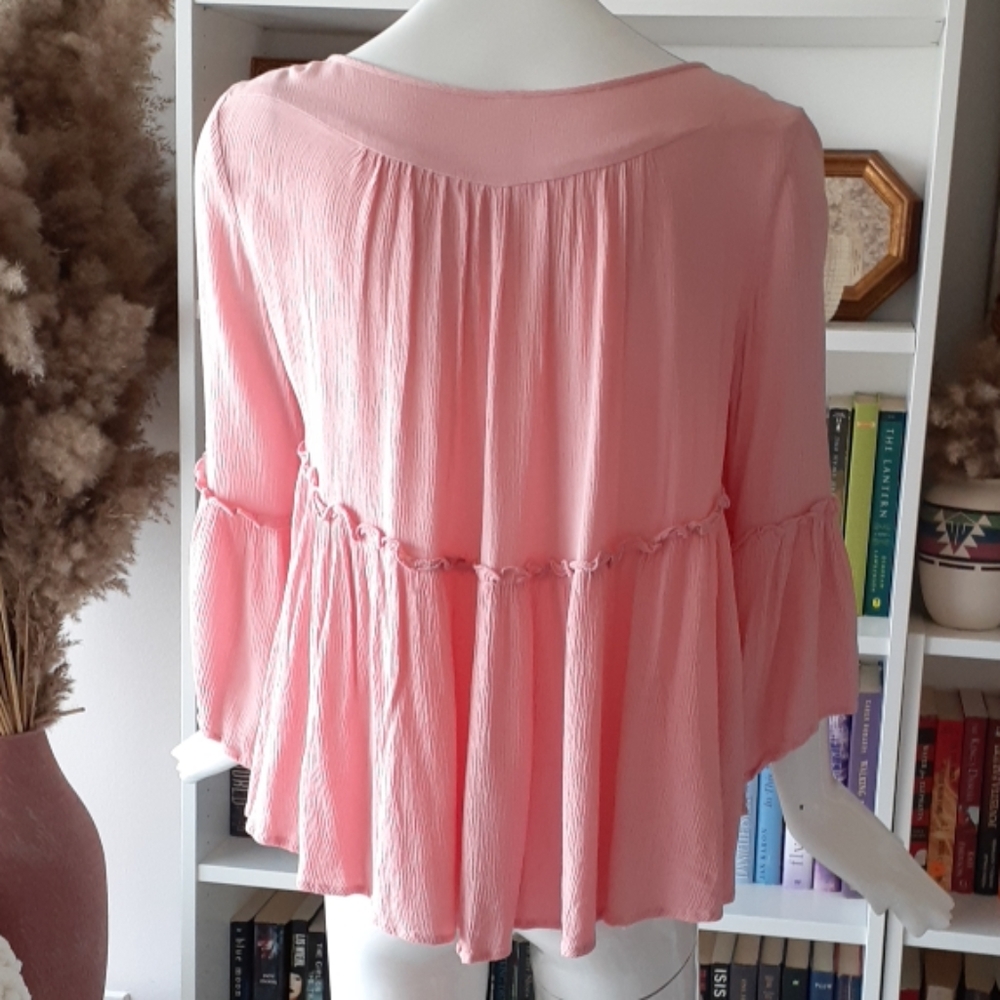 My story pink bohemian flowy blouse P5195 - Picture 5 of 7